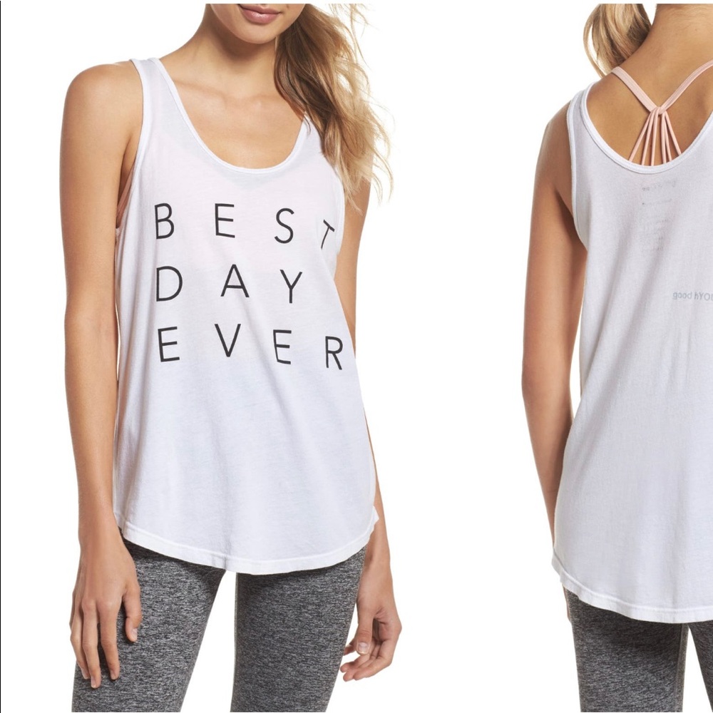 good hyouman Best day ever white tank